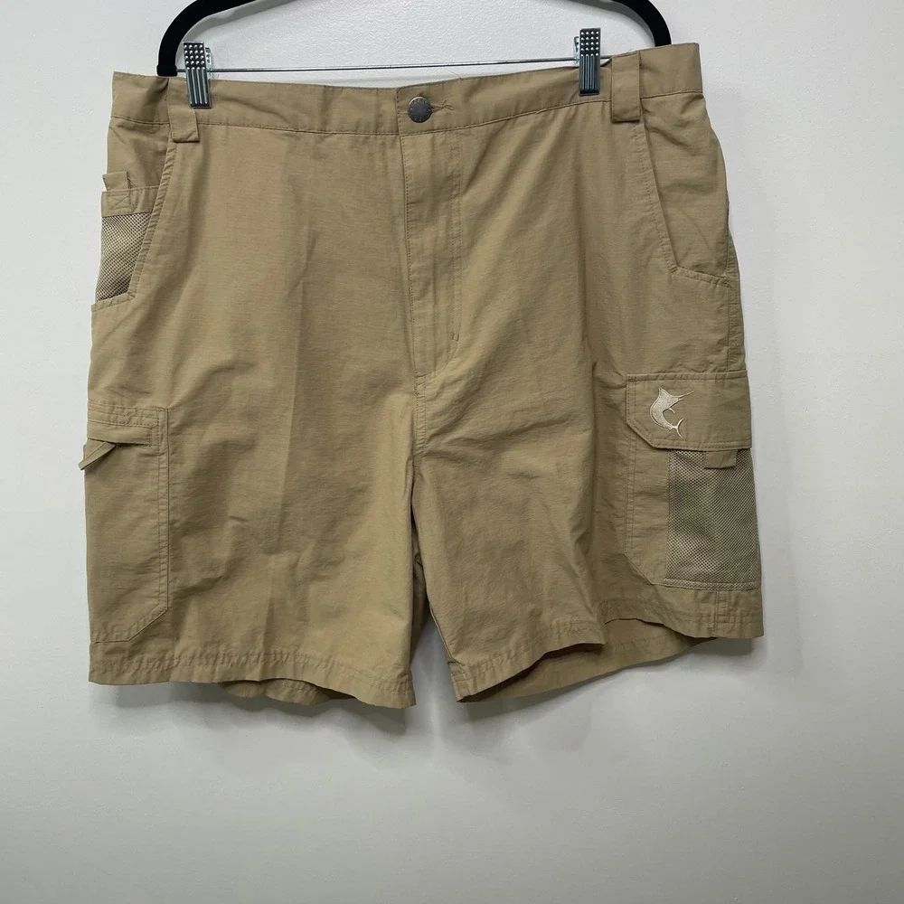 Lot 2 New Reel Legends Mens XL Tarpon Cargo Shorts Bundle Grey Tan Utility Gorp